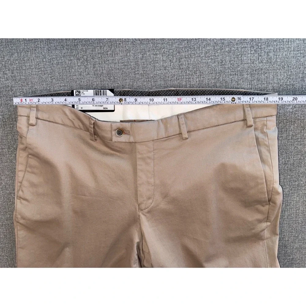 NEW Hiltl Tilo‎ Slim Straight Pants Mens 38/34 Tan Khaki Flat Front Trousers  54